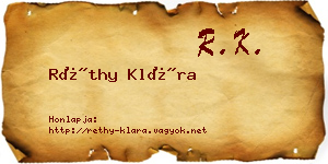 Réthy Klára névjegykártya